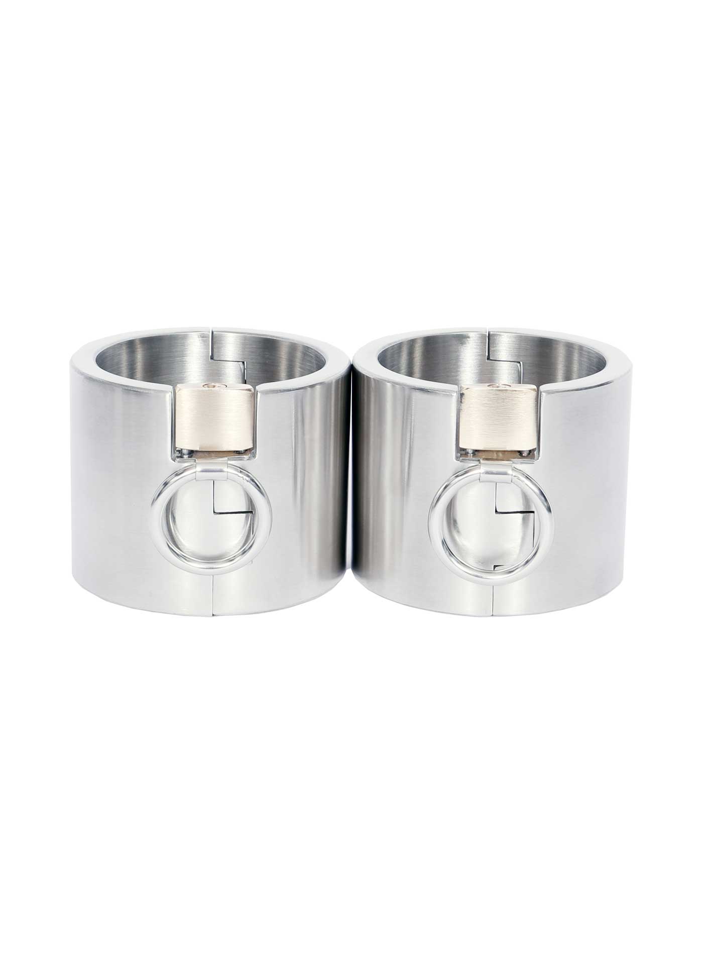 6cm Stainless steel bondage cuffs and collar collection - Dark Desires Boutique