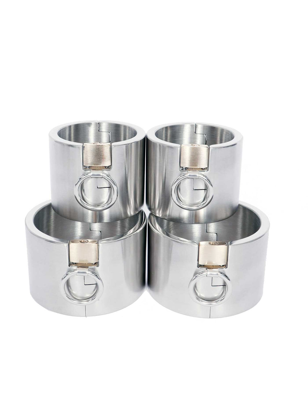 6cm Stainless steel bondage cuffs and collar collection - Dark Desires Boutique