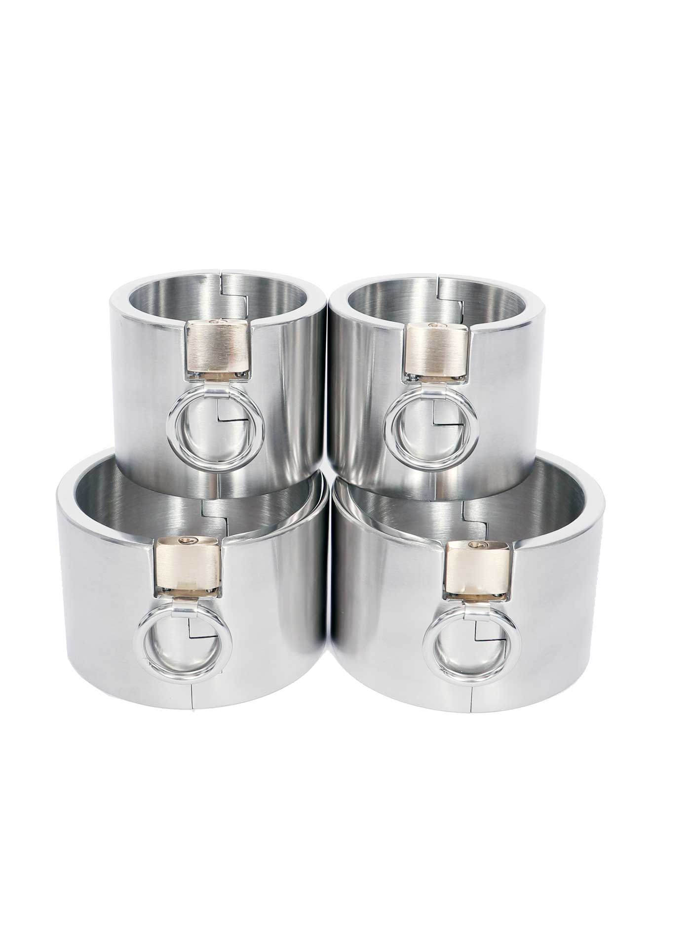 6cm Stainless steel bondage cuffs and collar collection - Dark Desires Boutique