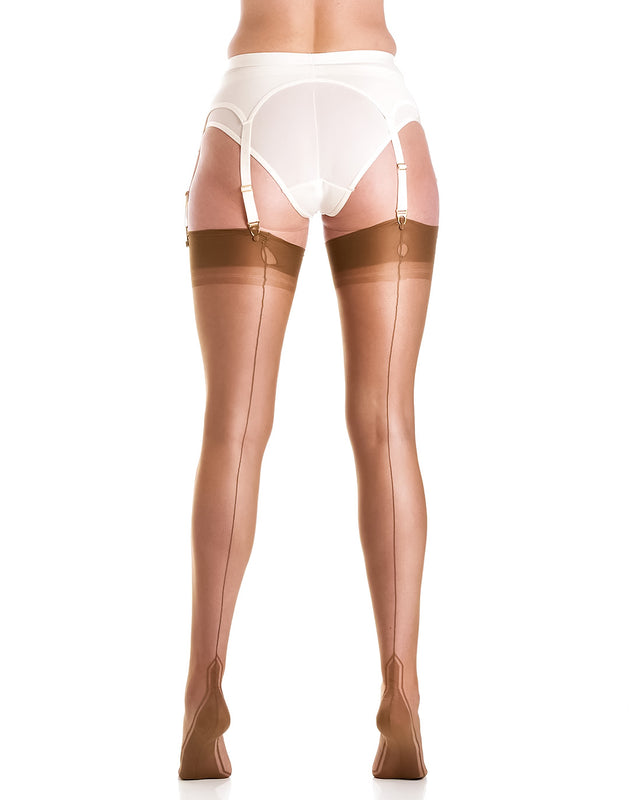 Fully Fashioned Manhattan Heel Nylon Stockings by Gio - Dark Desires Boutique