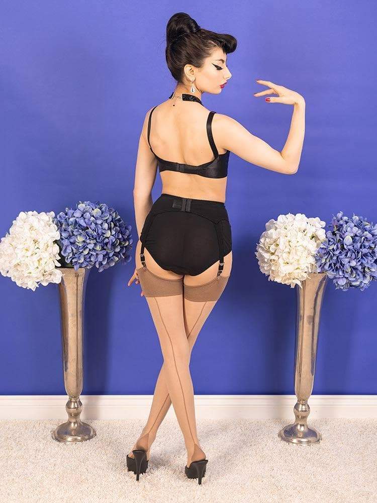 Glamour Seamed Stockings Champagne/Latte - Dark Desires Boutique